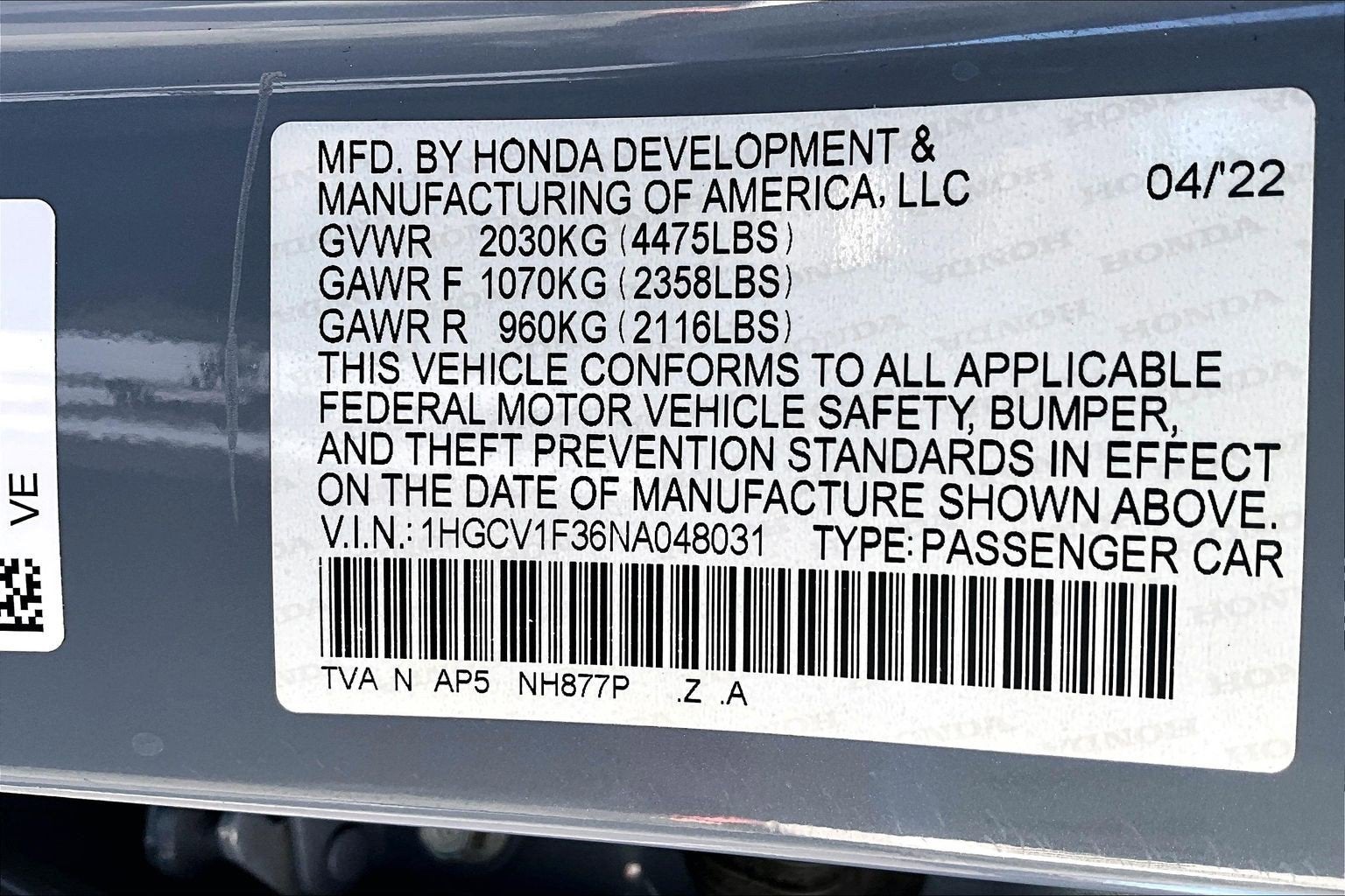 2022 Honda Accord Sedan Sport