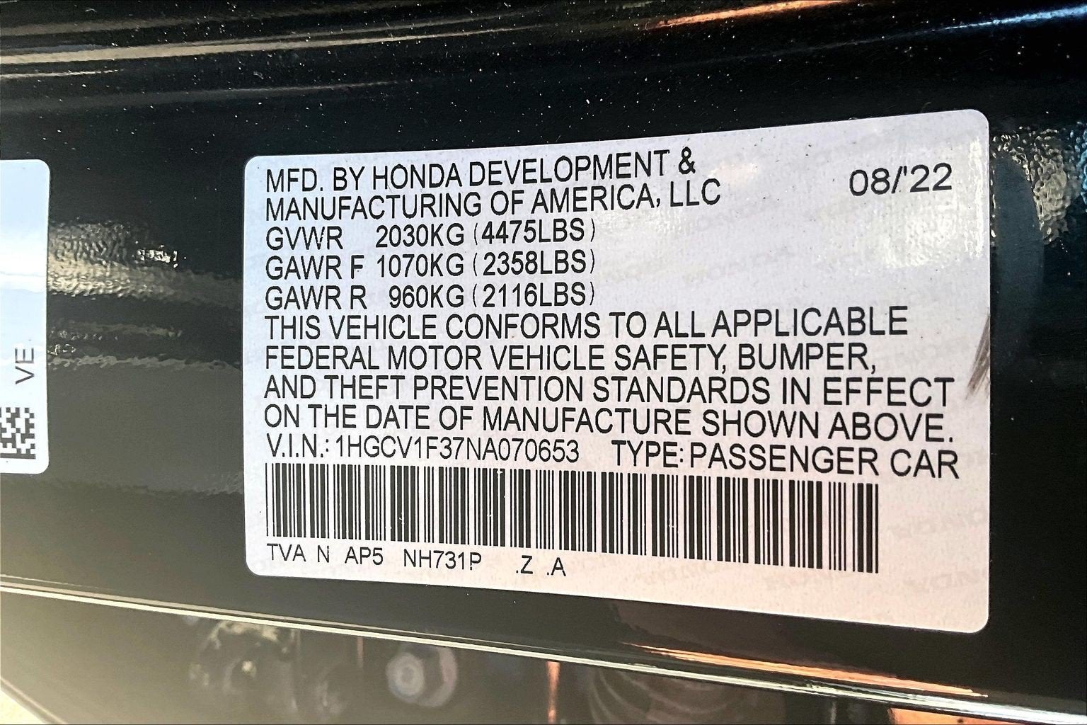 2022 Honda Accord Sedan Sport