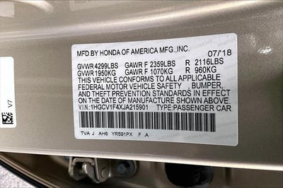 2018 Honda Accord Sedan EX 1.5T