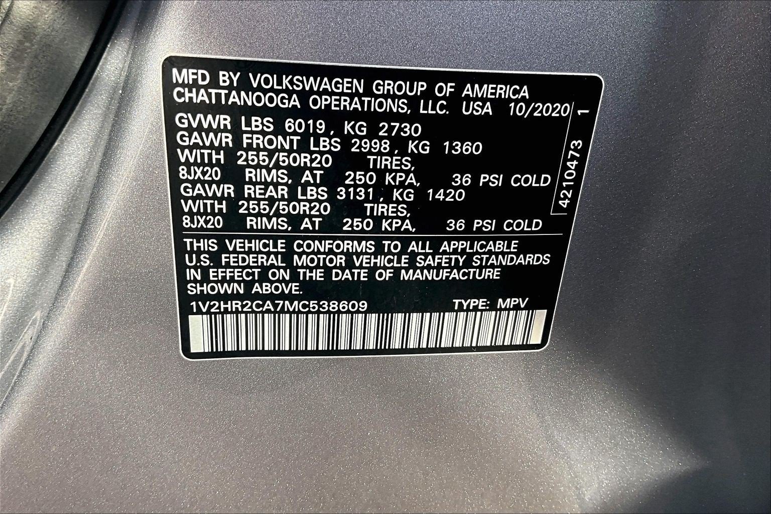 2021 Volkswagen Atlas 3.6L V6 SE w/Technology