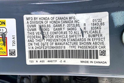 2022 Honda Civic Sedan Sport