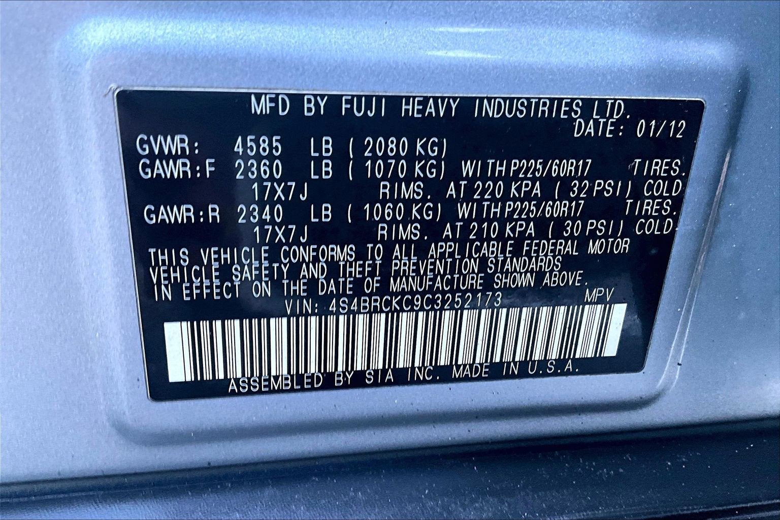 2012 Subaru Outback 2.5i Limited