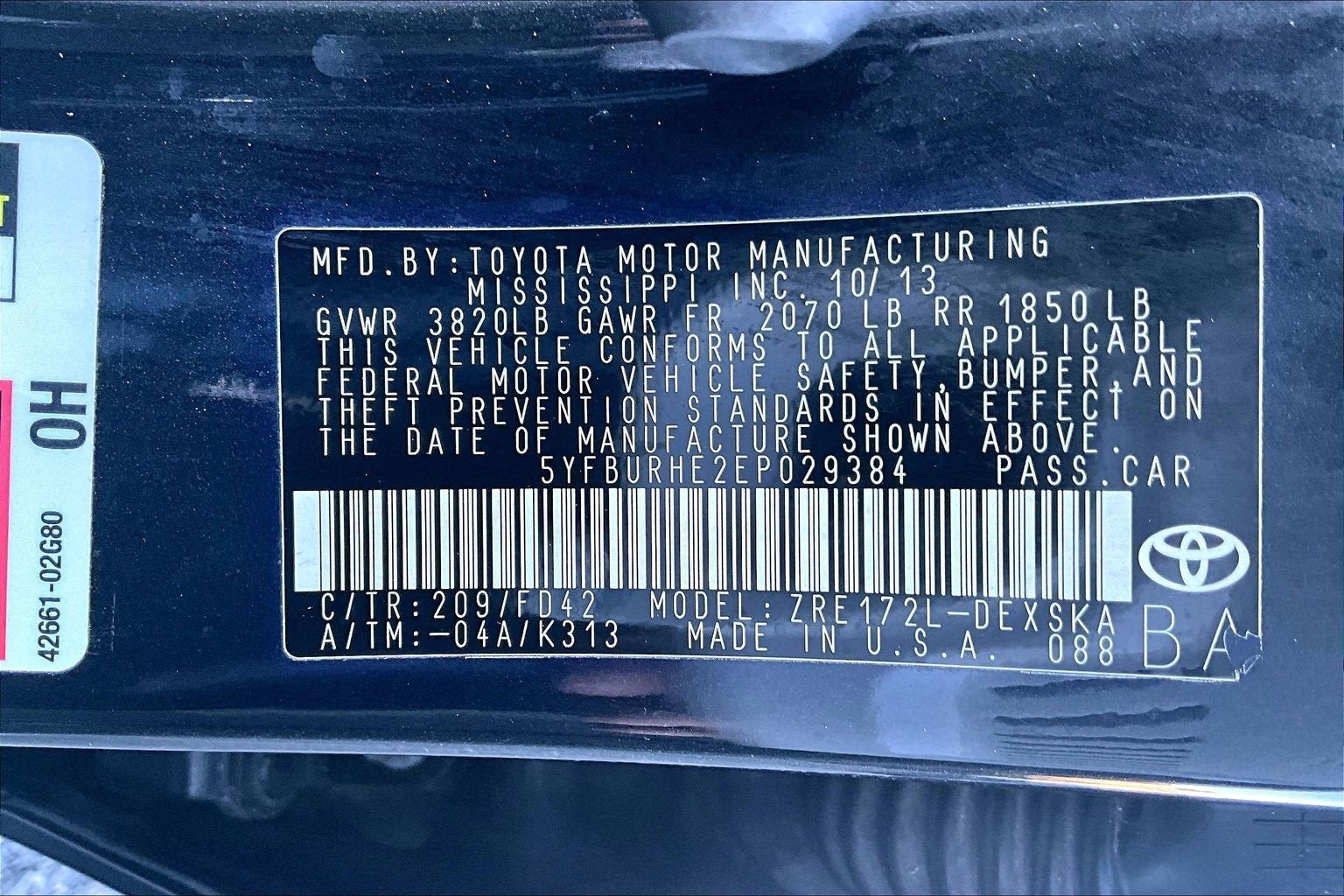 2014 Toyota Corolla S Plus