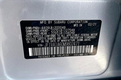 2021 Subaru WRX Manual
