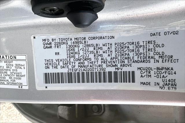 2002 Toyota Highlander 4dr V6 (Natl)