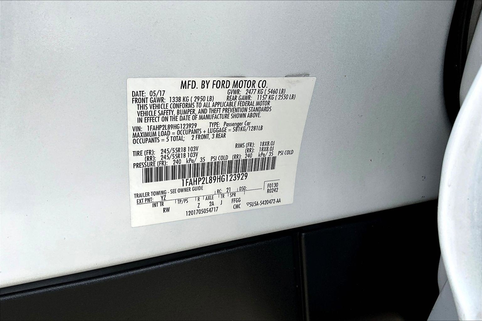 2017 Ford Police Interceptor Sedan INT