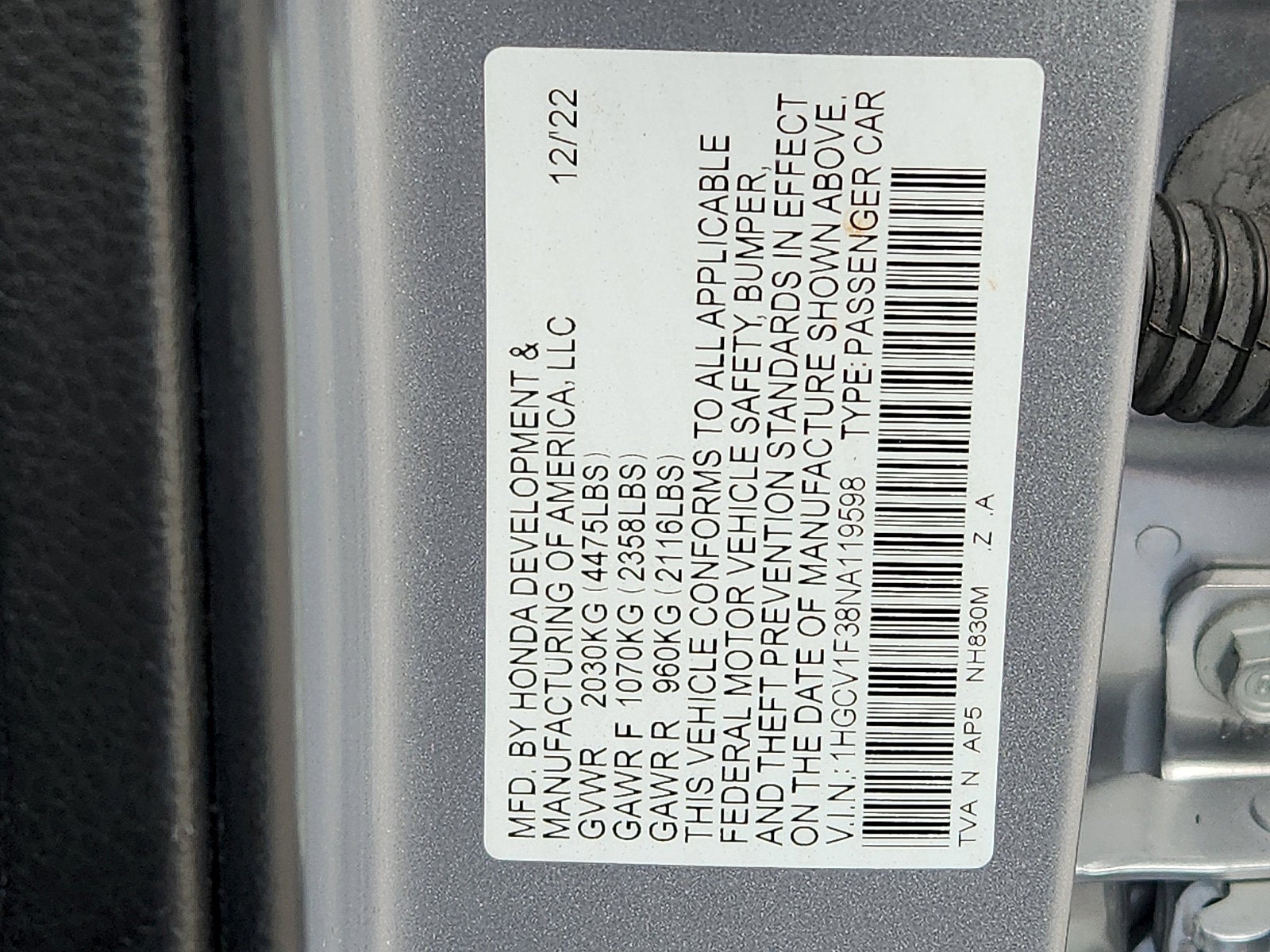 2022 Honda Accord Sedan Sport