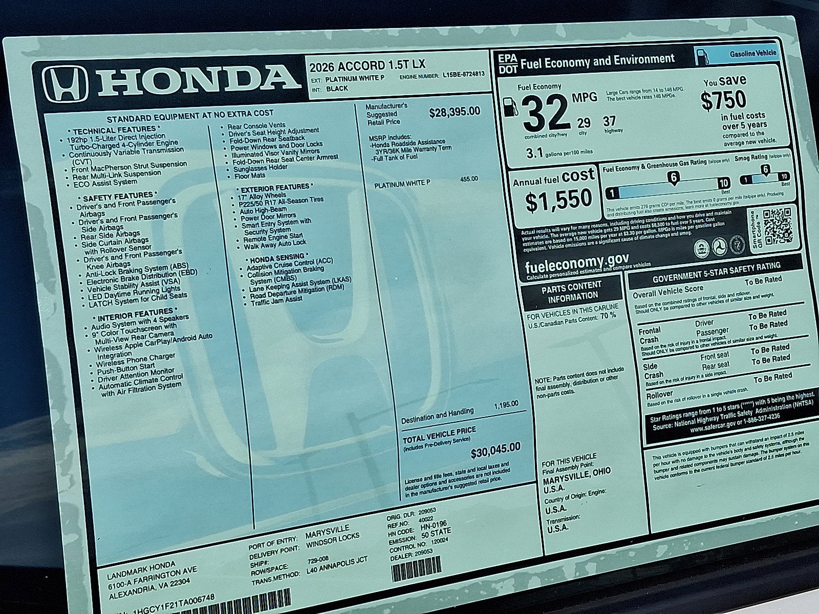 2026 Honda Accord Sedan LX