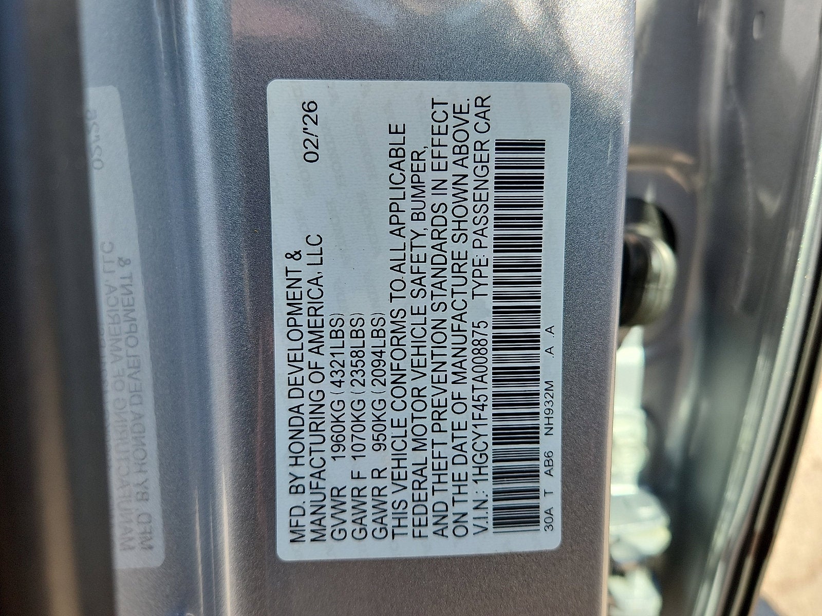 2026 Honda Accord Sedan SE