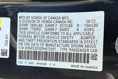 2023 Honda Civic Sedan 2.0L 4D SPORT