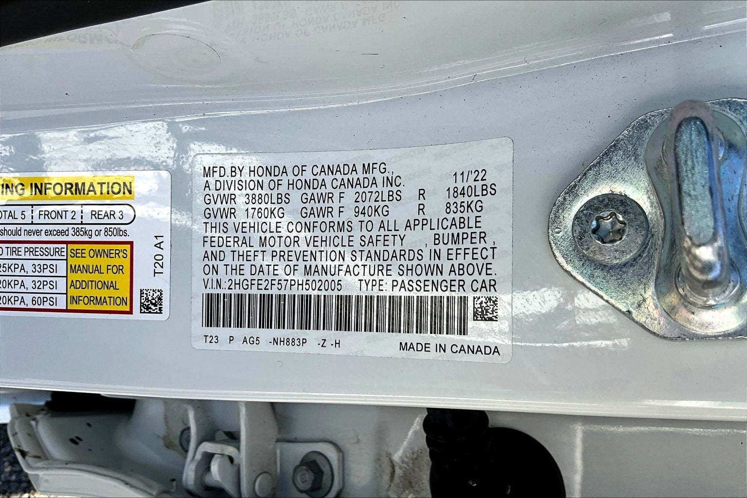 2023 Honda Civic Sedan 2.0L 4D SPORT