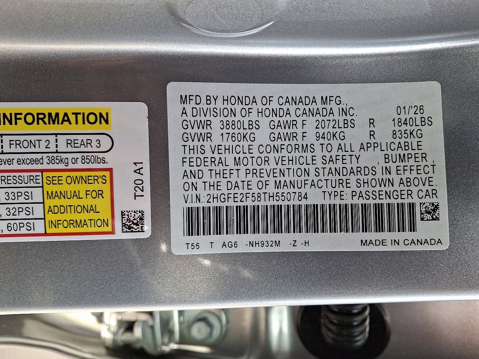 2026 Honda Civic Sedan 2WD SPORT