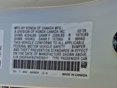 2026 Honda Civic Sedan 2WD Sport Hybrid