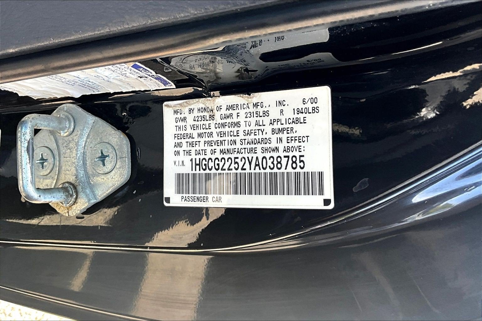 2000 Honda Accord Cpe EX w/Leather