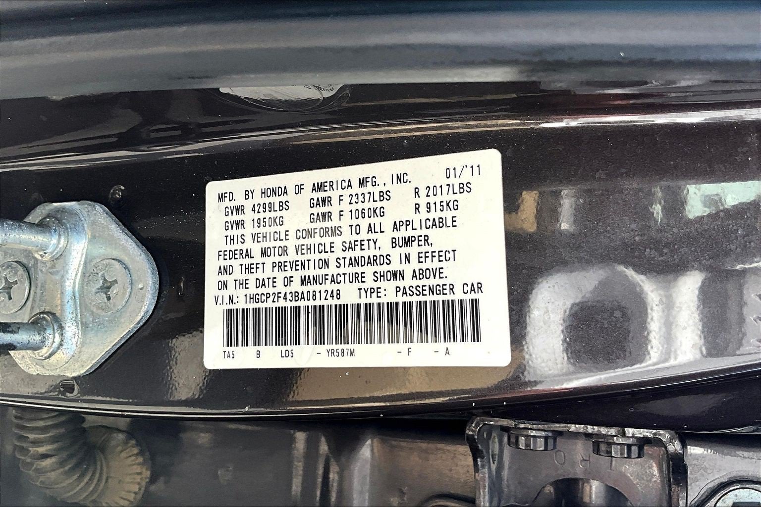 2011 Honda Accord Sdn LX-P