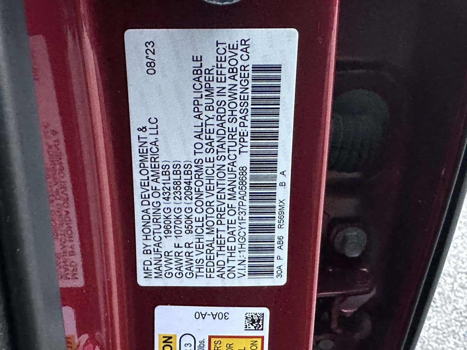 2023 Honda Accord Sedan EX